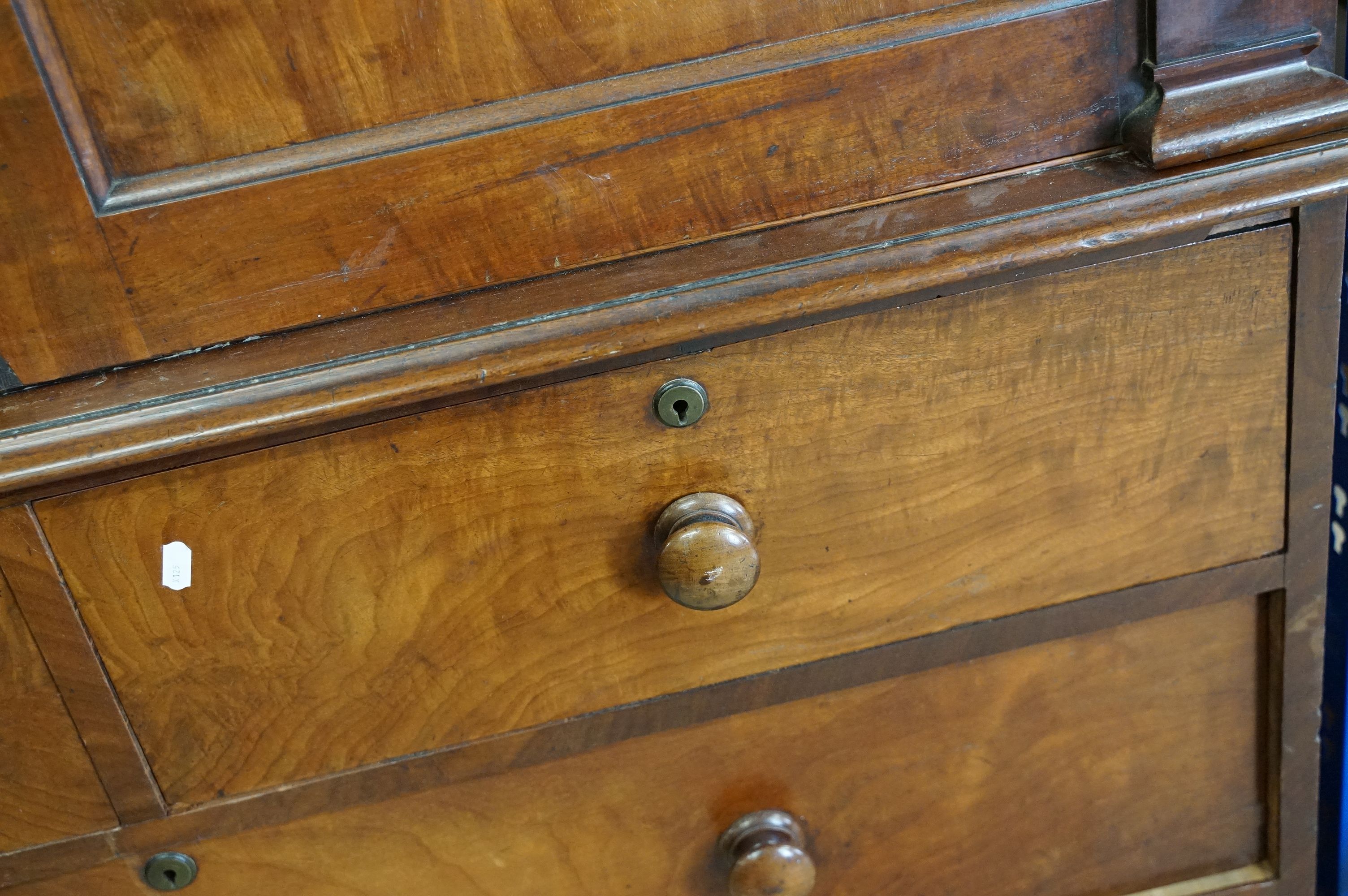 19th century Mahogany Linen Press, the two upper panel doors opening to four pull-out linen - Image 5 of 10