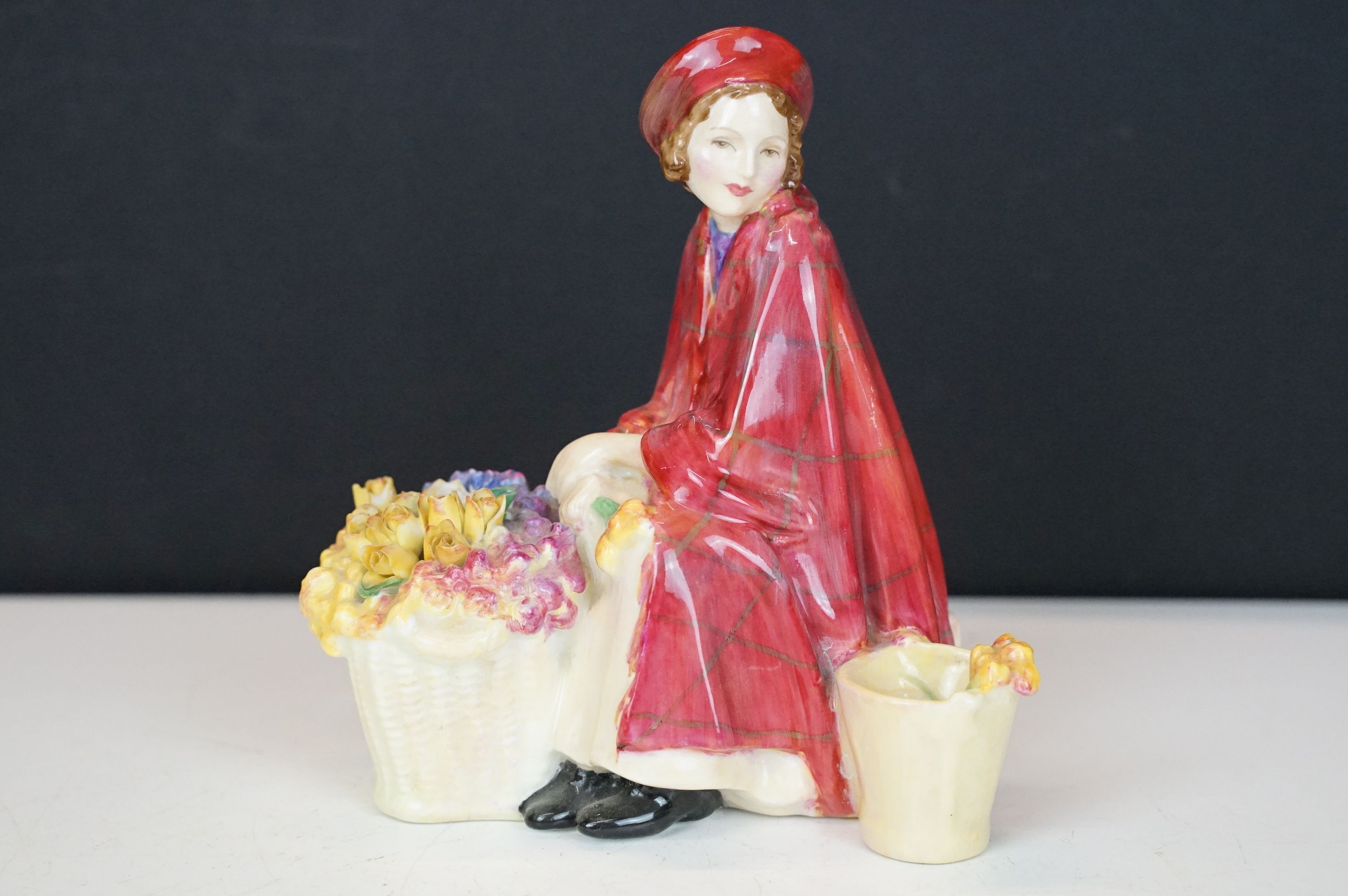 Group of four ceramic figures to include a Crown Staffordshire floral encrusted figure of a girl - Image 7 of 16