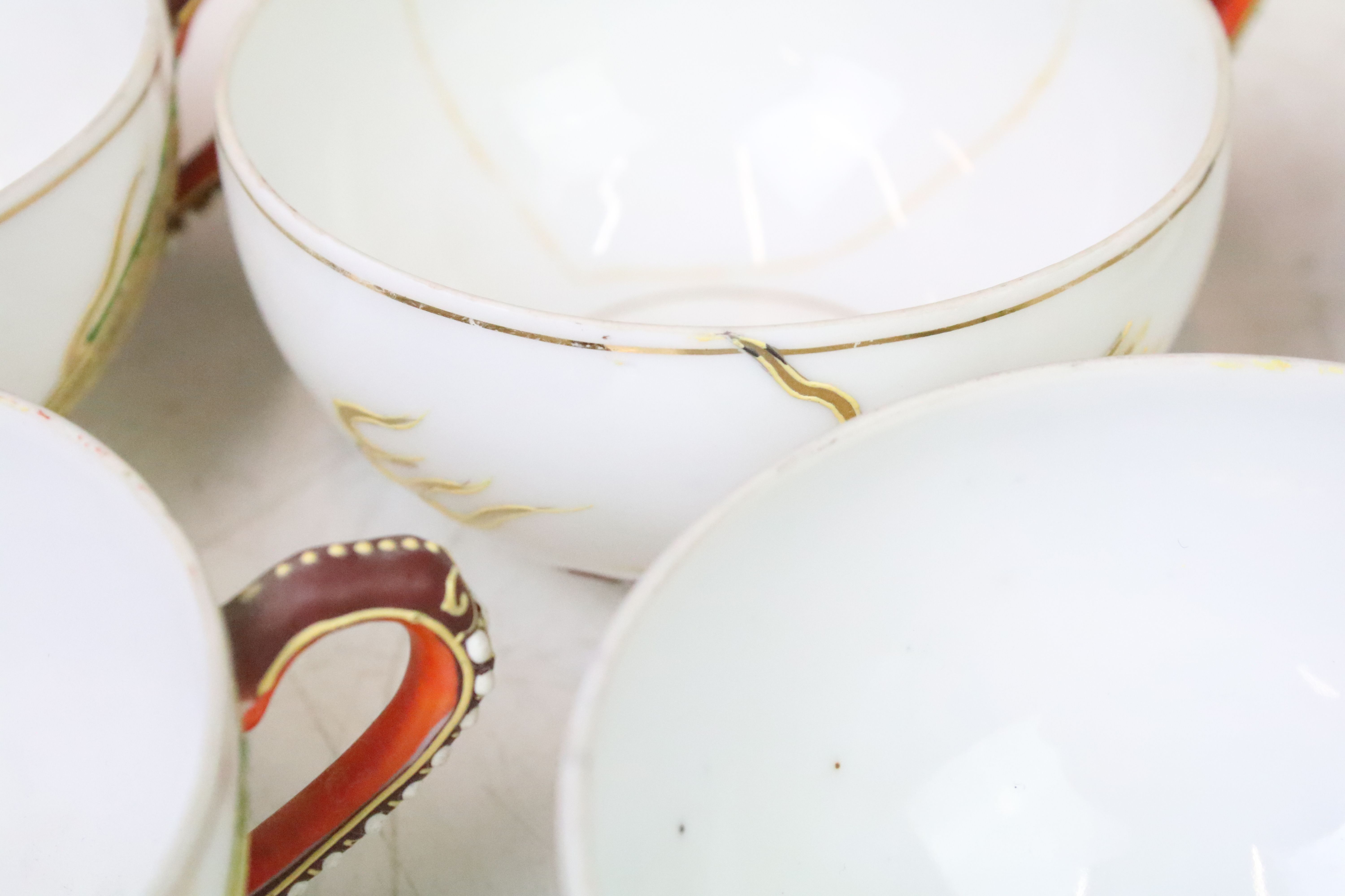Mid Century Japanese tea set having a white ground with gilt and enamelled dragon detailing, - Image 13 of 17