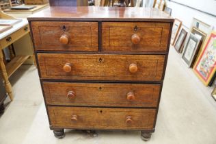 Early 19th century Mahogany Chest of Two Short over Three Long Drawers raised on bun feet (comes