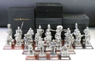 A large collection of Royal Hampshire English Miniature fine art pewter sculptures to include many
