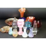 Collection of assorted 20th Century glass to include assorted Caithness vases (unmarked), carnival