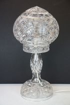 20th century cut glass table lamp with shade, approx 41cm tall