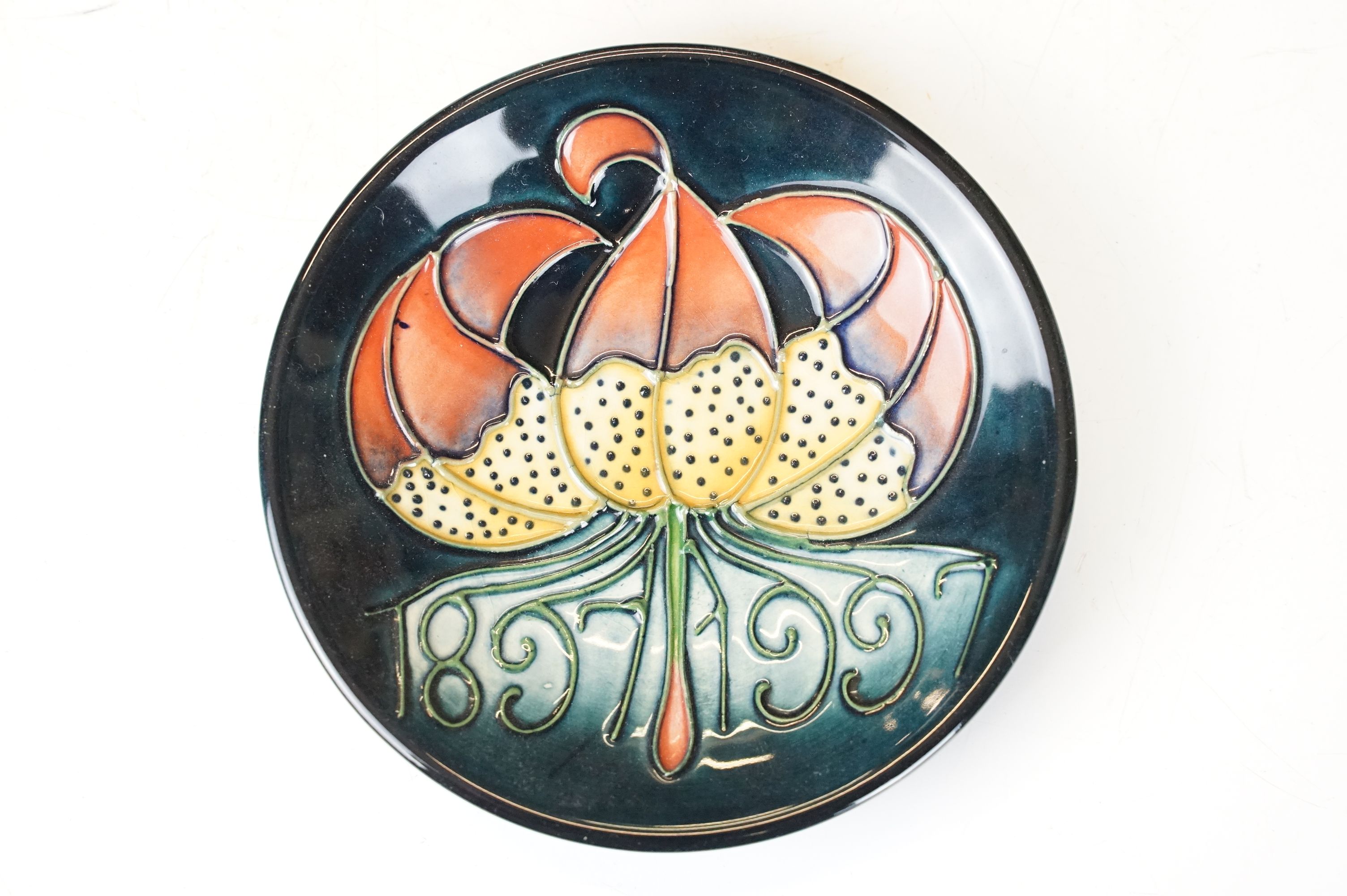 Group of five Moorcroft pottery pin dishes with tubelined decoration, to include 1897-1997 - Image 2 of 12