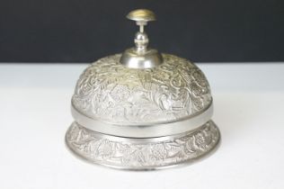 Ornate metal shop/hotel reception bell, approx 14cm diameter