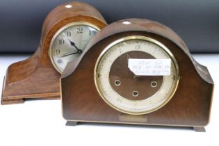 Two early 20th Century mantle clock to include an oak cased Napoleons hat clock and a Smiths