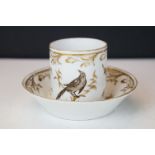 18th Century Continental porcelain cabinet cup and saucer with hand painted floral & gilt decoration