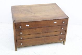 Early-to-mid 20th C wooden cabinet / chest with four drawers, one drawer with 'Orfevrerie Christofle