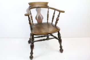 Victorian Elm and Beech Captain's Tub Chair, 69cm wide x 83cm high