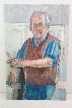 Edward Lewis (1936-2018) - A large oil on board, possibly self portrait, approx 94cm x 61cm
