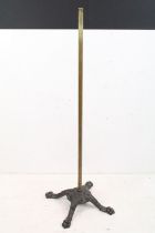 Late 19th / Early 20th century Standard Lamp Base with brass column and cast iron base with four