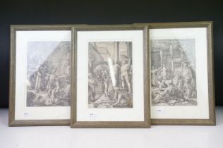 After Hendrick Goltzius (1558 - 1617), a series of three engravings from the series ' The Passion ',