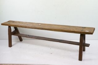 French farmhouse pine bench, approx 152cm long x 41cm high