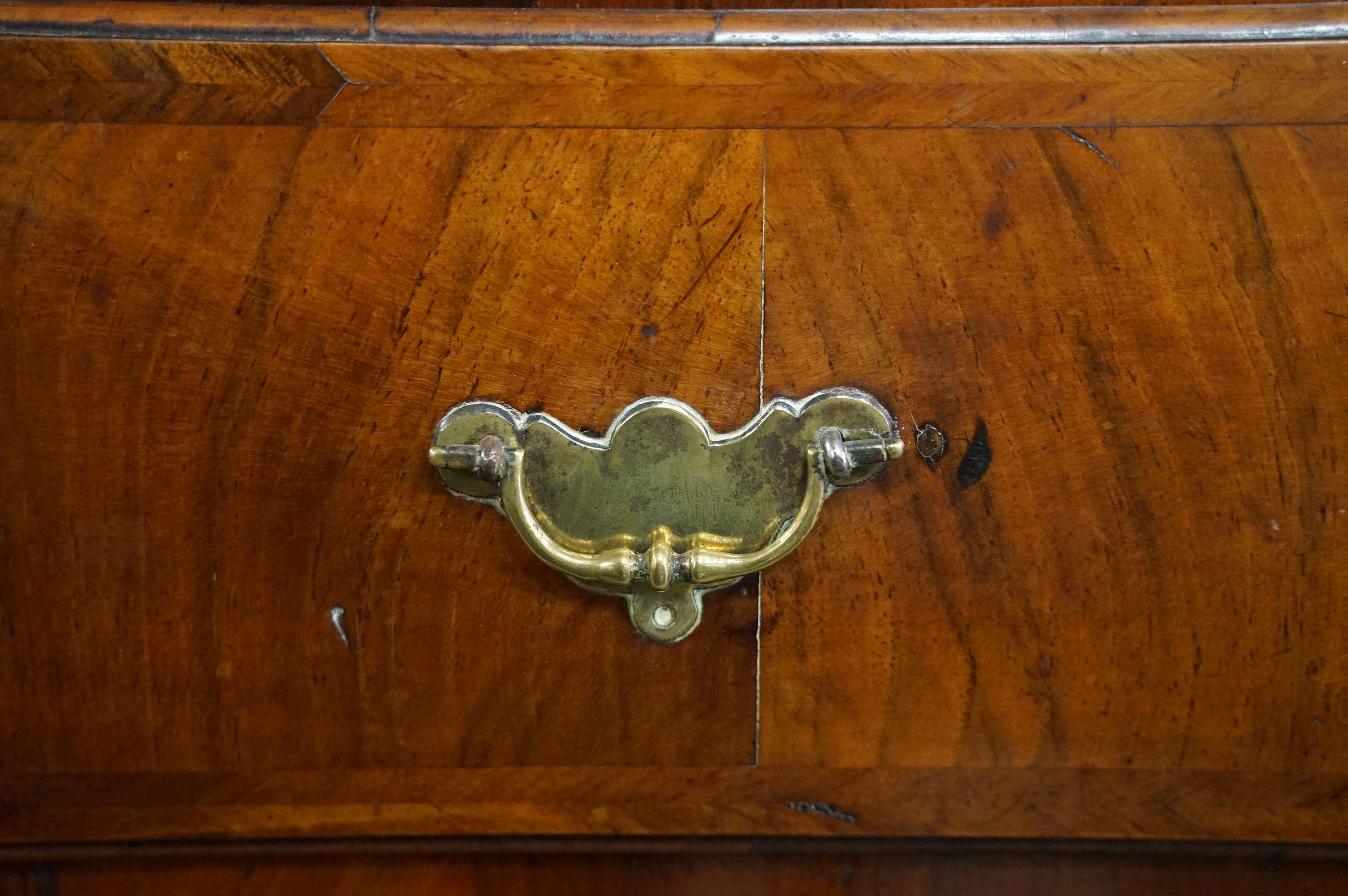 Early 18th century Walnut Chest of Two Short over Four Long Drawers on Stand, with later bun feet, - Image 4 of 7