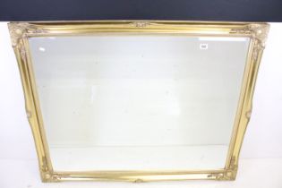 Contemporary Gilt Framed Rectangular Mirror with bevelled edge, 131cm x 104cm