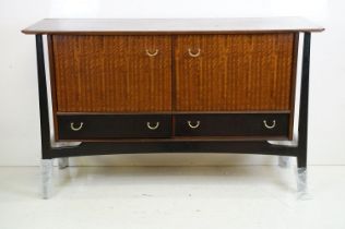 Mid century Retro E. Gomme G-Plan Librenza Tola Wood and Ebonised Sideboard comprising two