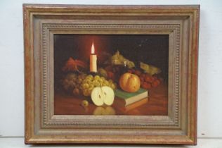 Howard Shingler (b.1953), still life, fruit and wine, oil on canvas, signed lower right, 34 x