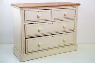 Painted chest of two short and two long drawers, 108cm long x 43cm deep x 85cm high