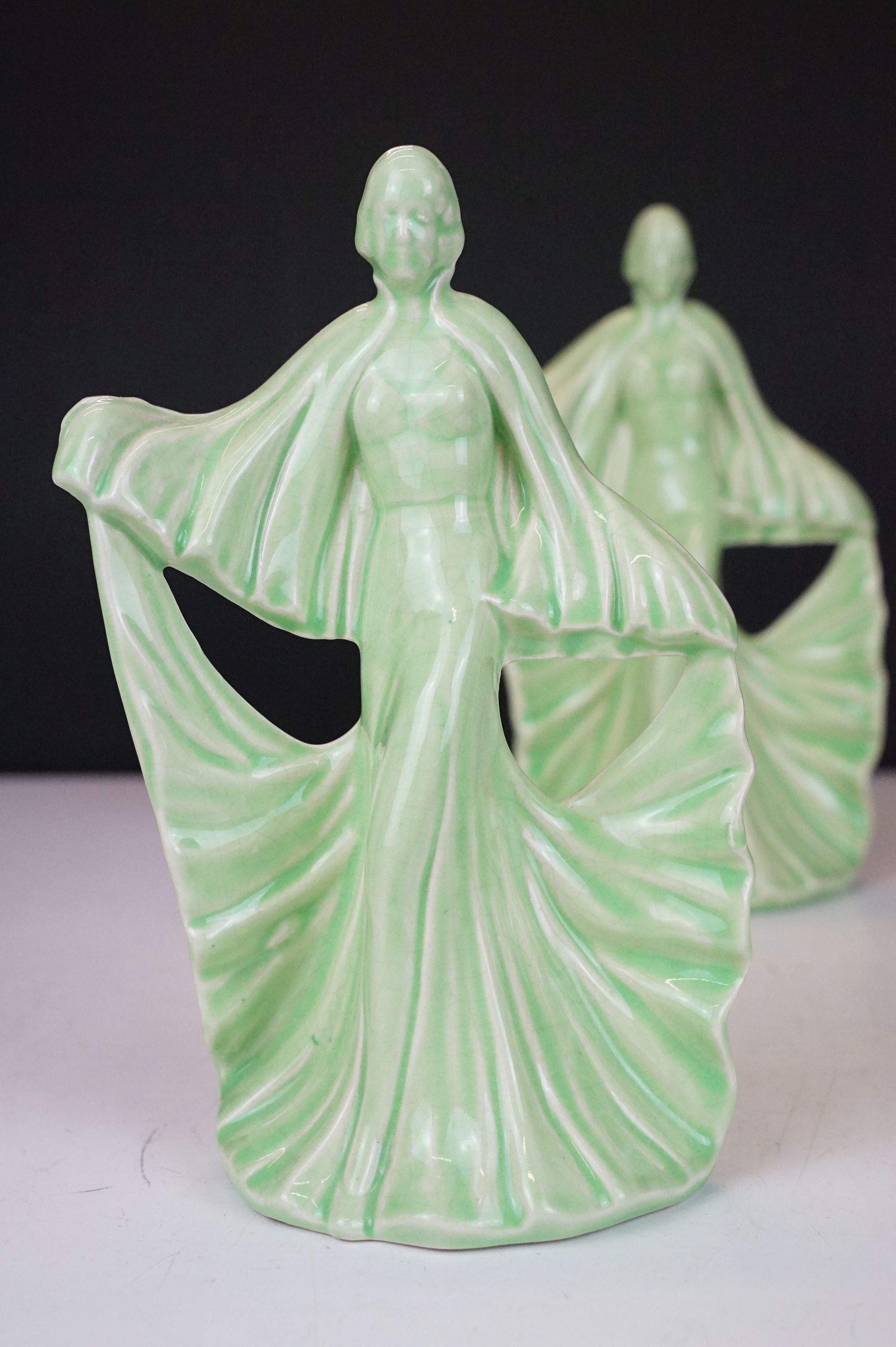 Group of four ceramic figures to include a Crown Staffordshire floral encrusted figure of a girl - Image 13 of 16