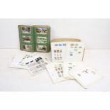 Collection of world stamps mounted to loose stamp album pages, mostly mid 20th Century examples,