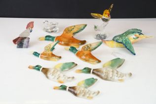 Collection of seven ceramic wall plaques to include a Beswick Kingfisher (no. 729-1, approx 19cm