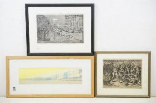 Tom Dowling, London street scene, etching, inscribed below with title London Street Scene A/P and