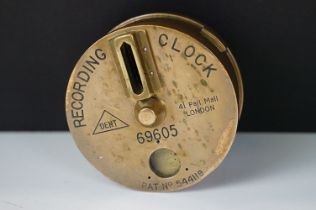 Early 20th Century Brass Nightwatchman's Recording Clock by Dent of London, numbered 69605, approx