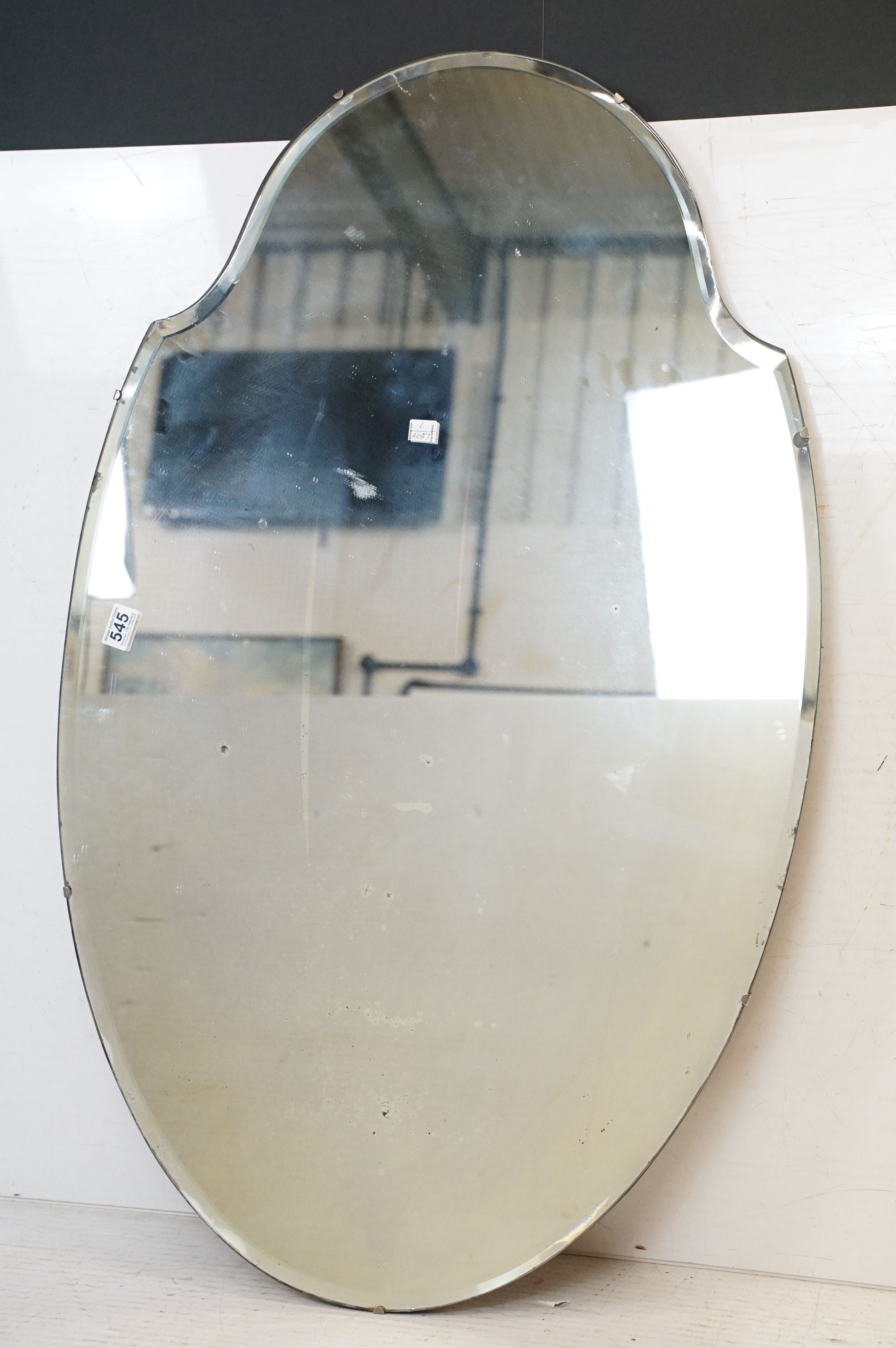 Art Deco mirror with shaped beveled edge, 108cm x 70cm