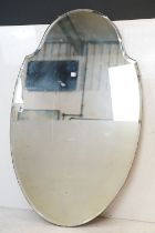 Art Deco mirror with shaped beveled edge, 108cm x 70cm