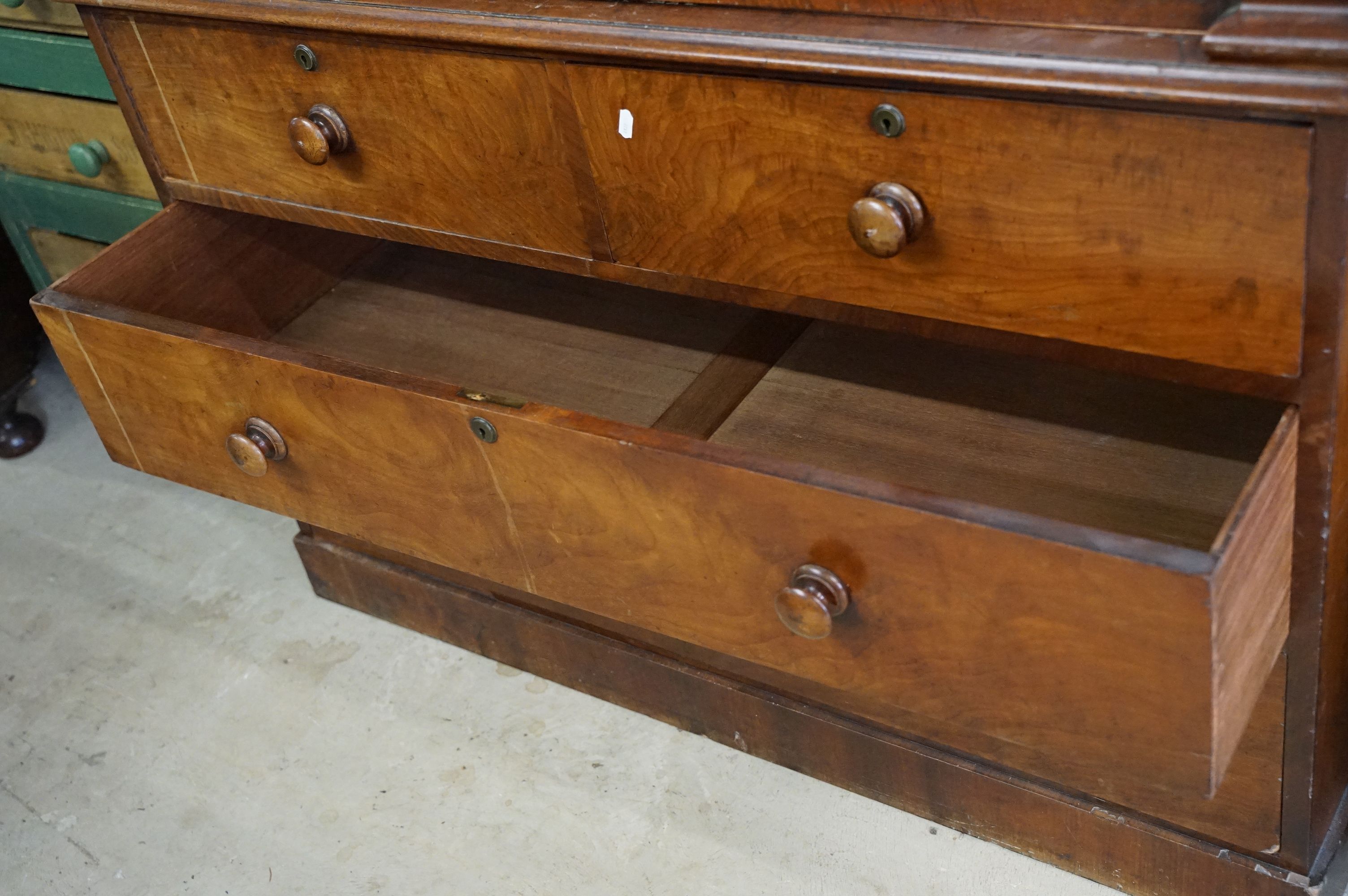 19th century Mahogany Linen Press, the two upper panel doors opening to four pull-out linen - Image 7 of 10