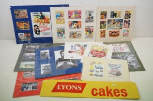 Lyons Cakes advertising tin plate sign, 17 x 80cm together with a quantity of mounted prints, to