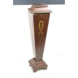 Mahogany Inlaid Pedestal Stand of sarcophagus form in the Regency manner, 29cm wide x 110cm high