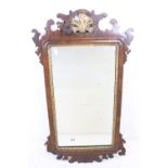 George III style Mahogany and Parcel Gilt Fretwork Mirror, 87xm x 48cm