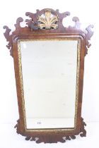 George III style Mahogany and Parcel Gilt Fretwork Mirror, 87xm x 48cm