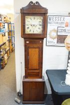 18th / 19th century Mahogany and Oak 8 Day Longcase Clock, the painted dial with Roman numerals,