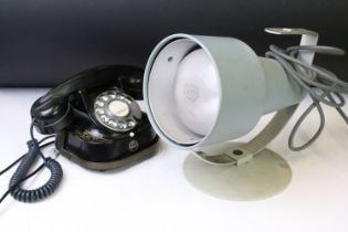 Early 20th C FTR Belgian Bell Telephone, in black, with rotary dial; together with a boxed Philips