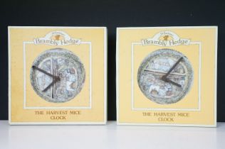 Two Boxed Royal Doulton Brambly Hedge ‘ Harvest Mice ‘ Clocks