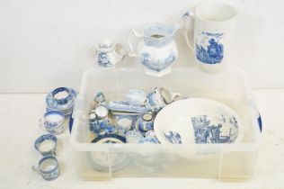 Collection of blue & white tea ware / ceramics, 19th century onwards, to include a Dutch wash