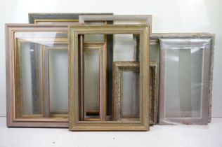 Collection of ten various frames, including a gilt frame, label verso for The Rowley Gallery Ltd,