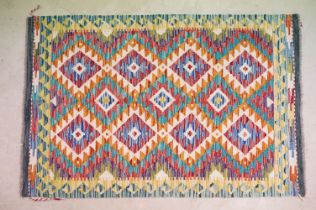 Hand Knotted Woollen Chobi Kilim rug, 150cm x 100cm