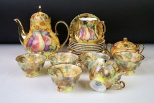 Kirsty Jane China Royal Worcester style coffee set with fruit garland and hand painted details and