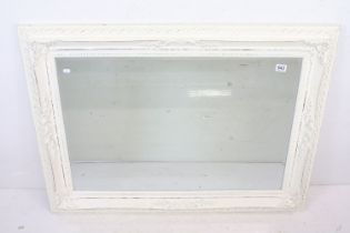 Rectangular Mirror with white painted moulded frame and bevelled edge, 115cm x 85cm