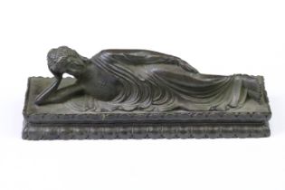 A Chinese ornamental cast brass sleeping Buddha statue figure, measures approx 13.5cm in length x