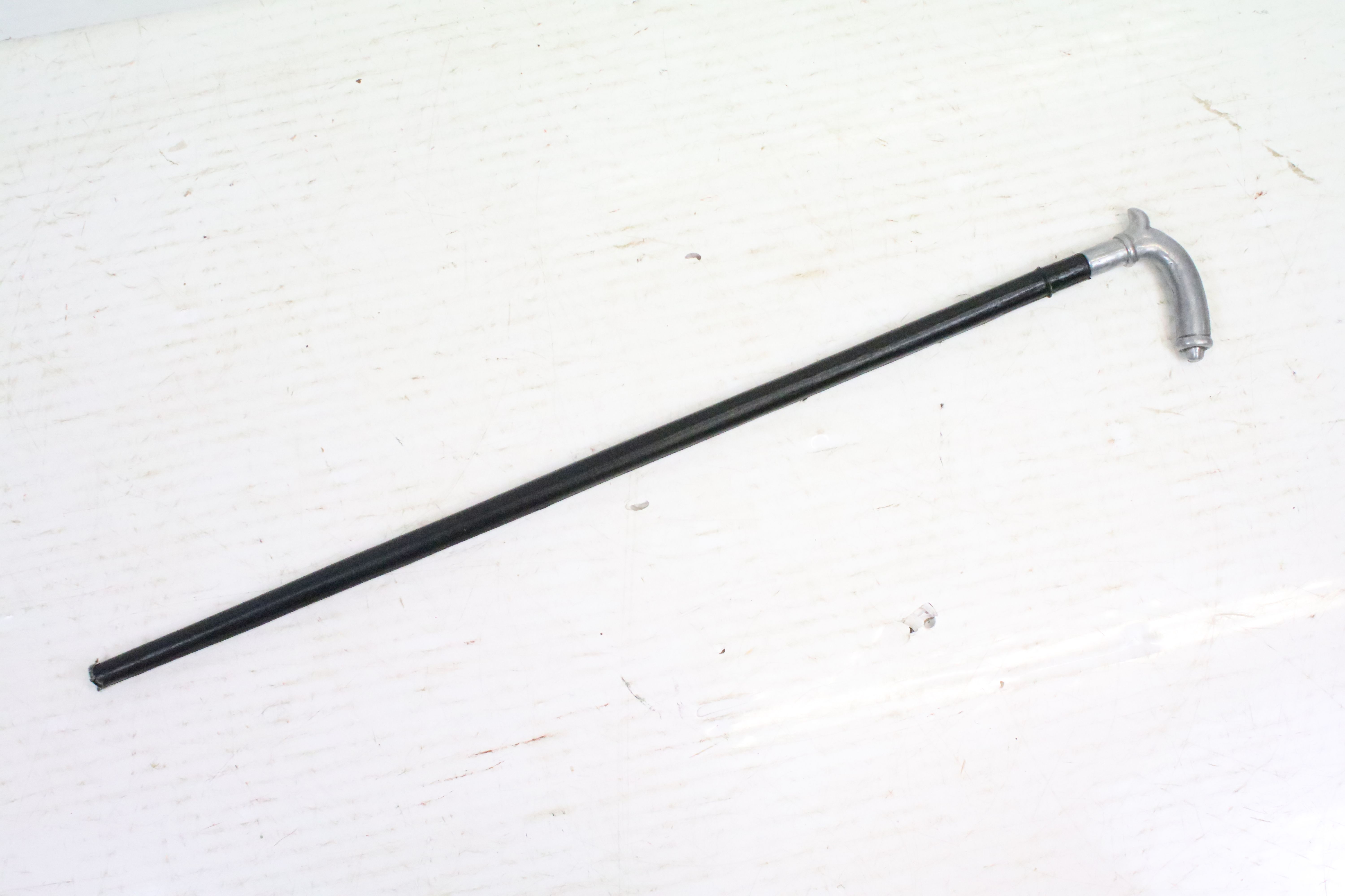 A vintage leather sword stick with aluminium handle. - Image 4 of 4