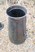 Large twin handled cast iron Railway Churn of tapering form, approx 90cm high