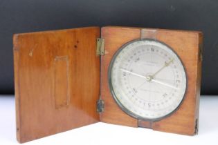 An antique wooden cased compass, maker marked for G.S. Wood of Liverpool.