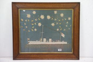 Embroidered picture depicting H.M.S Sportive, S-Class Destroyer, built by Swab Hunter for the