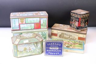 Collection of seven vintage tins `