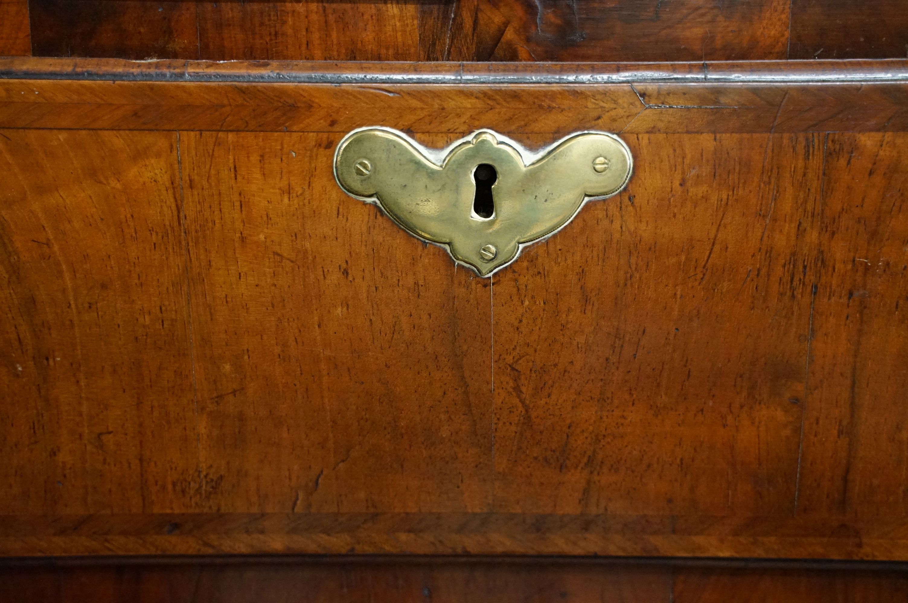 Early 18th century Walnut Chest of Two Short over Four Long Drawers on Stand, with later bun feet, - Image 5 of 7