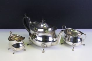 Early 20th Century William Hutton & Sons silver hallmarked tea set to include teapot, twin handled